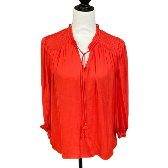 NWT RACHEL Rachel Roy satin orange blouse with ties Medium - Picture 1 of 12